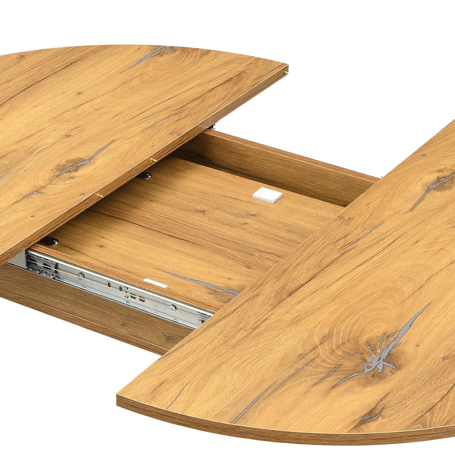 B&D home® WIM Table à manger extensible Ø 100-140 x 100 cm - Table colonne ronde avec tirette papillon mélamine chêne vintage - Table en bois peu encombrante pour cuisine et salle à manger