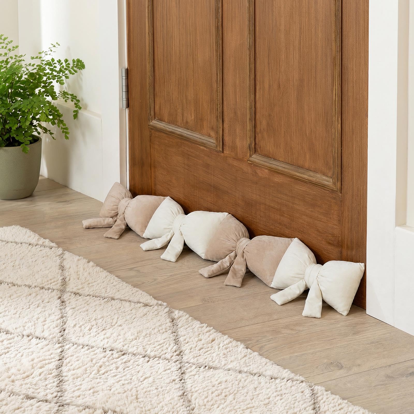 OHS Bow Shaped Door Draught Excluder 90cm Cold Air Stopper, Natural/White