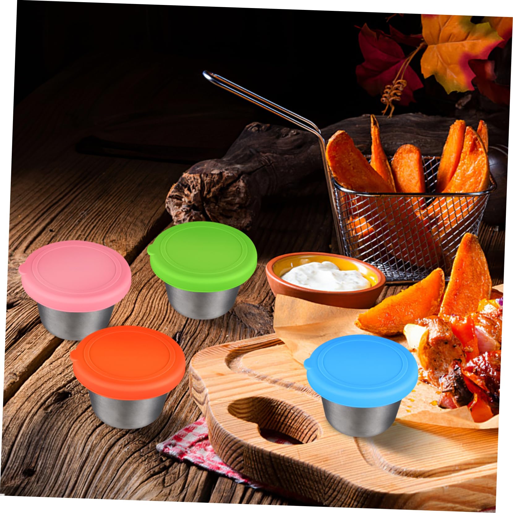 DECHOUS 5 Set Coperchio Per Tazze In Silicone A Prova Di Perdite Contenitore Per Condimenti Piatti Per Condimenti Coperchi Per Tazze Coperchi Per Tazze Coperchi Per Tazze Per 8 pezzi*5