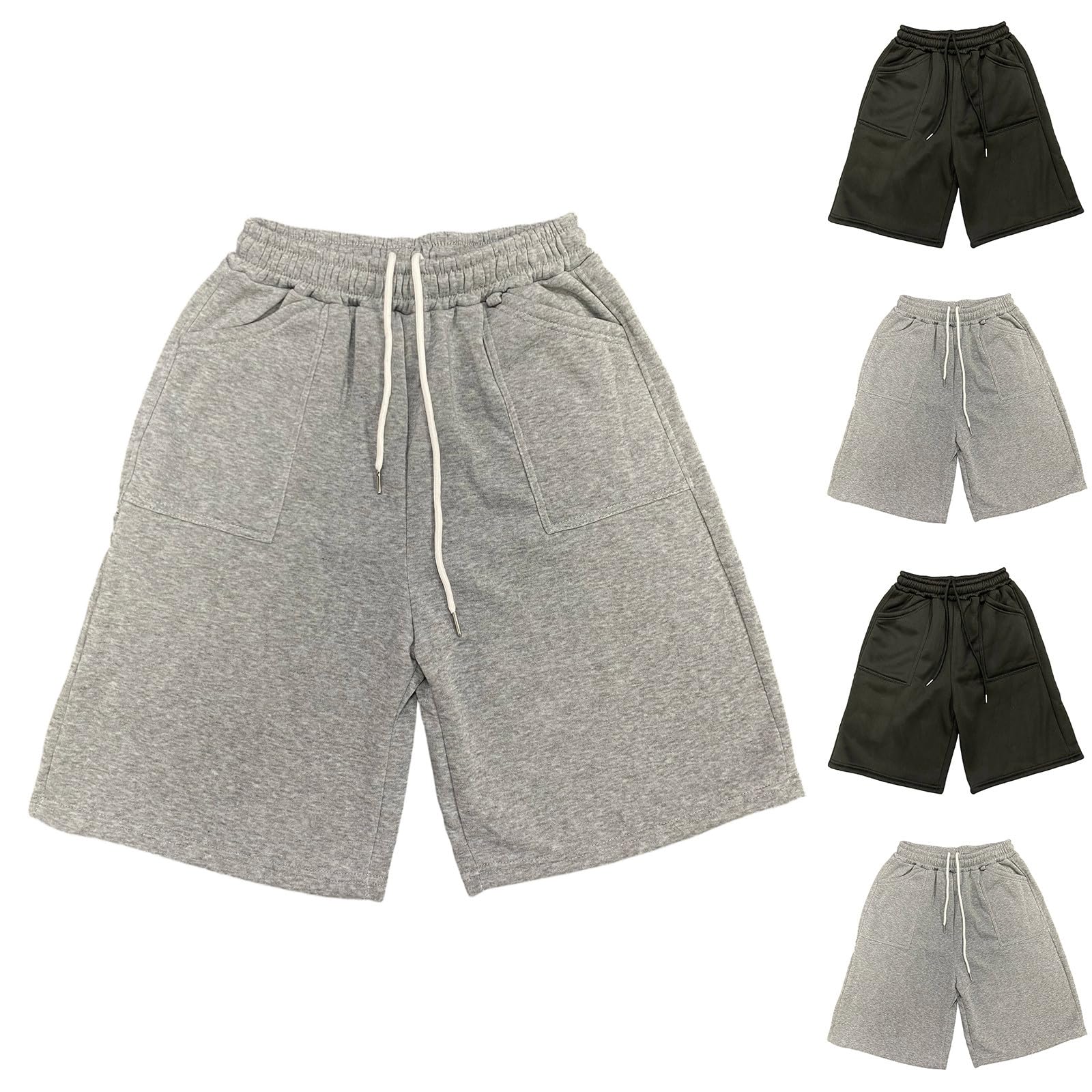 Pantaloni corti da jogging per ragazzi, vestibilità regolare, con elastico in vita, traspiranti, sportivi, comodi, morbidi, leggeri, tinta unita