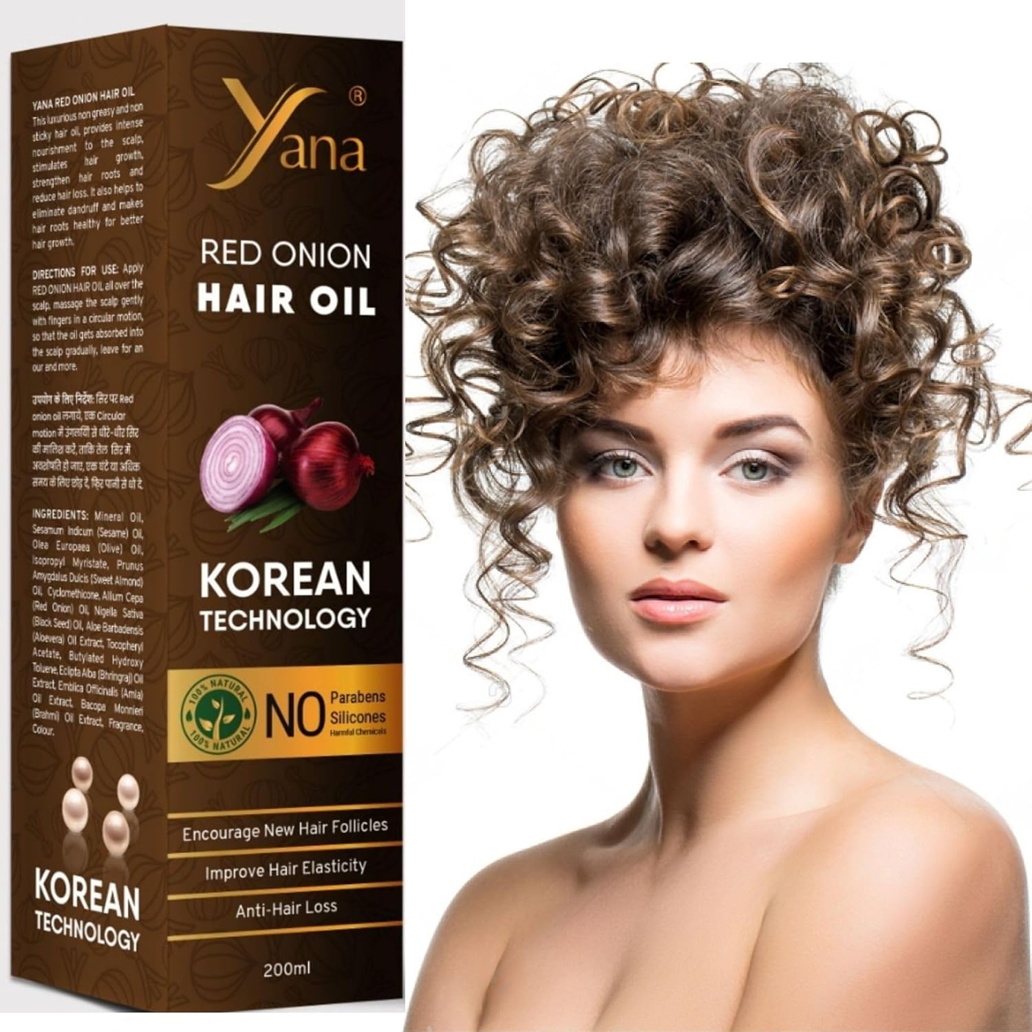 Yana Rode Ui Haargroei Olie met Zwarte Zaad & Argan Olie – met Brahmi & Bhringraj – voor Droog, Pluizig & Beschadigd Haar – voor Mannen & Vrouwen