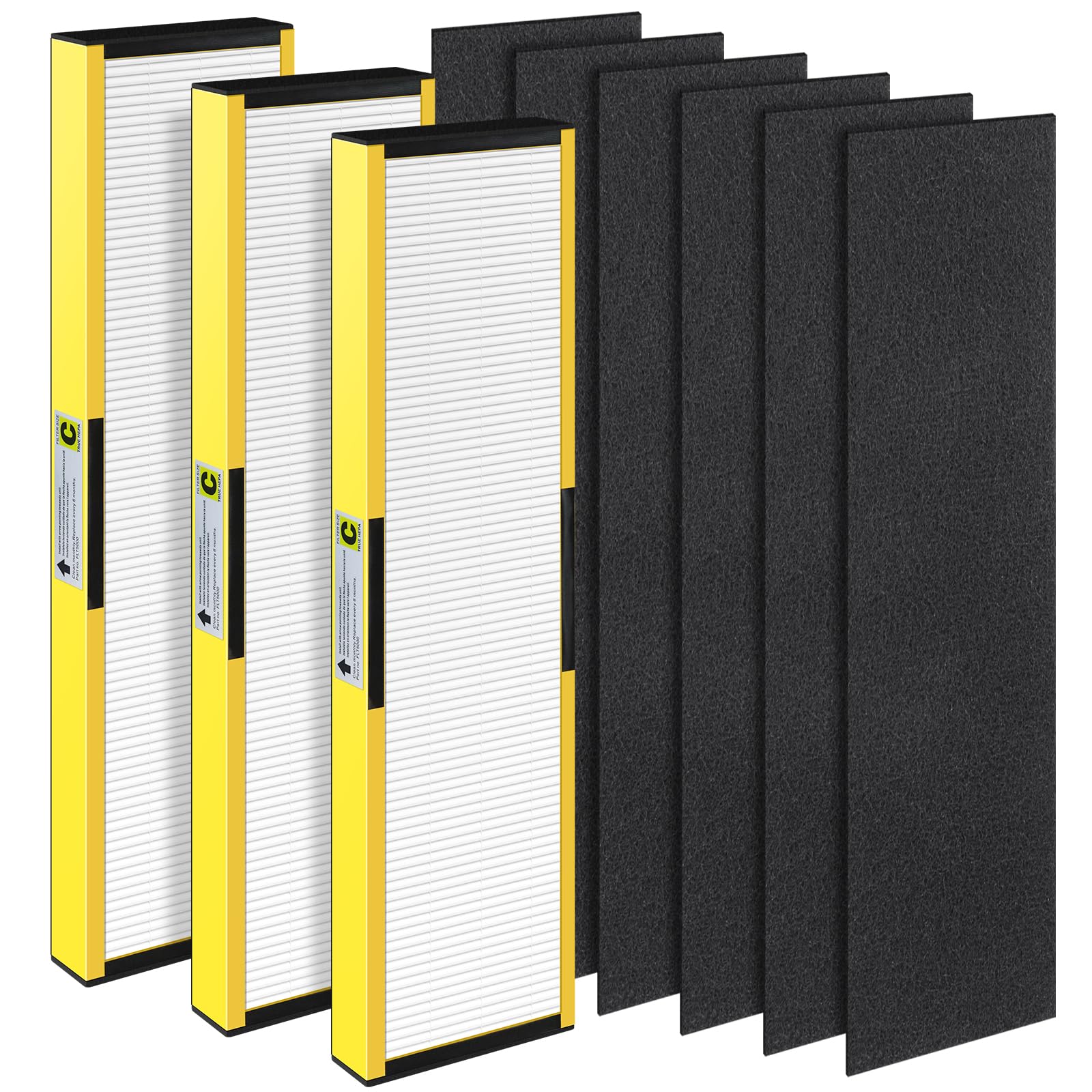 FLT5000 Filter-C HEPA Compatible with Germ-Guardian AC5000 AC5000E AC5250 AC5300B AC5350B AC5350W Air Purifier, 3 True HEPA with 6 Pre-Filters