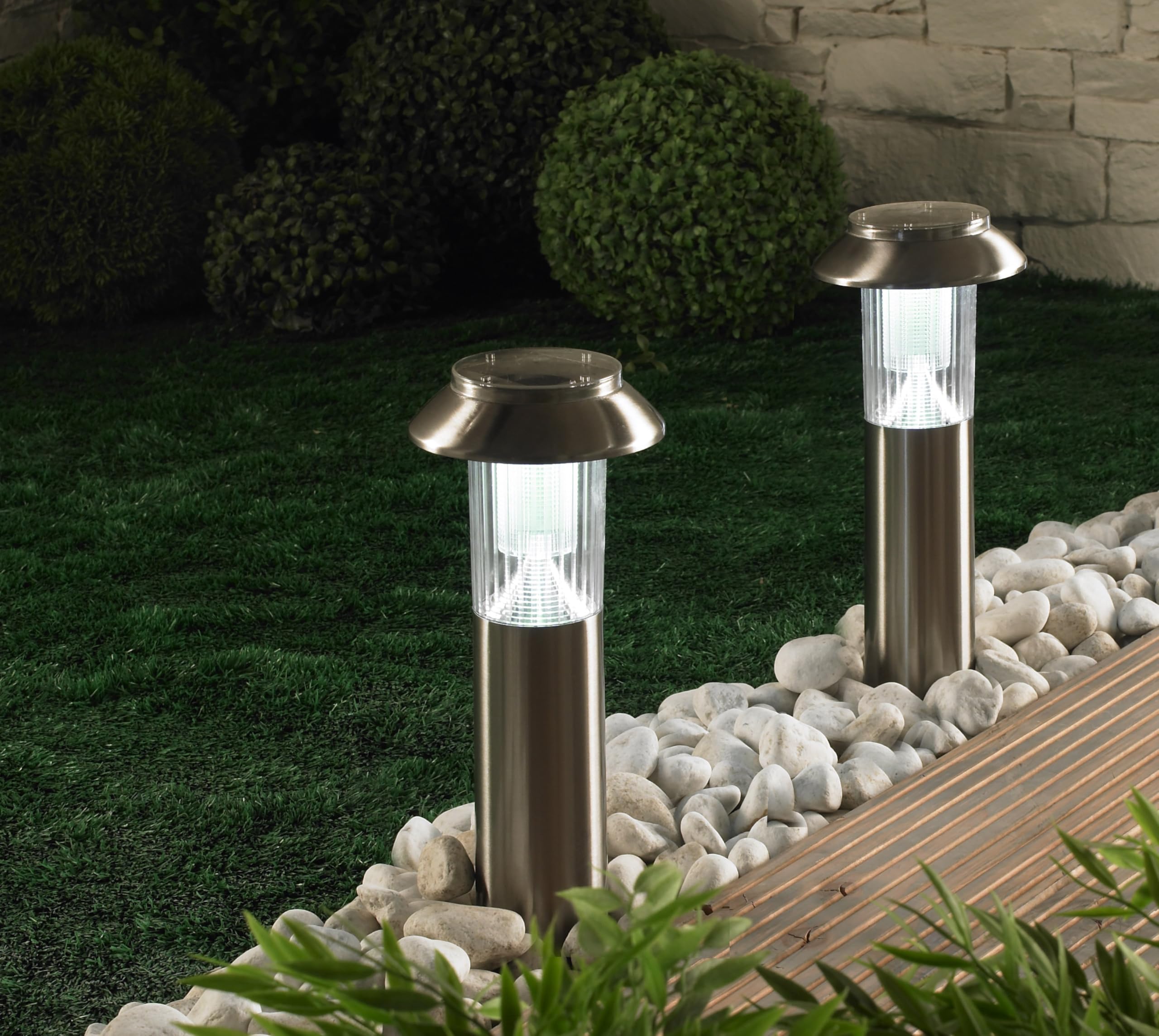 MeLiTec Garten-Solarlampe, 3er Set, Solar LED-Gartenleuchten, Solarlampe für außen, ideal für Garten, Terrasse und Balkon, aus Edelstahl matt gebürstet, SO06-1