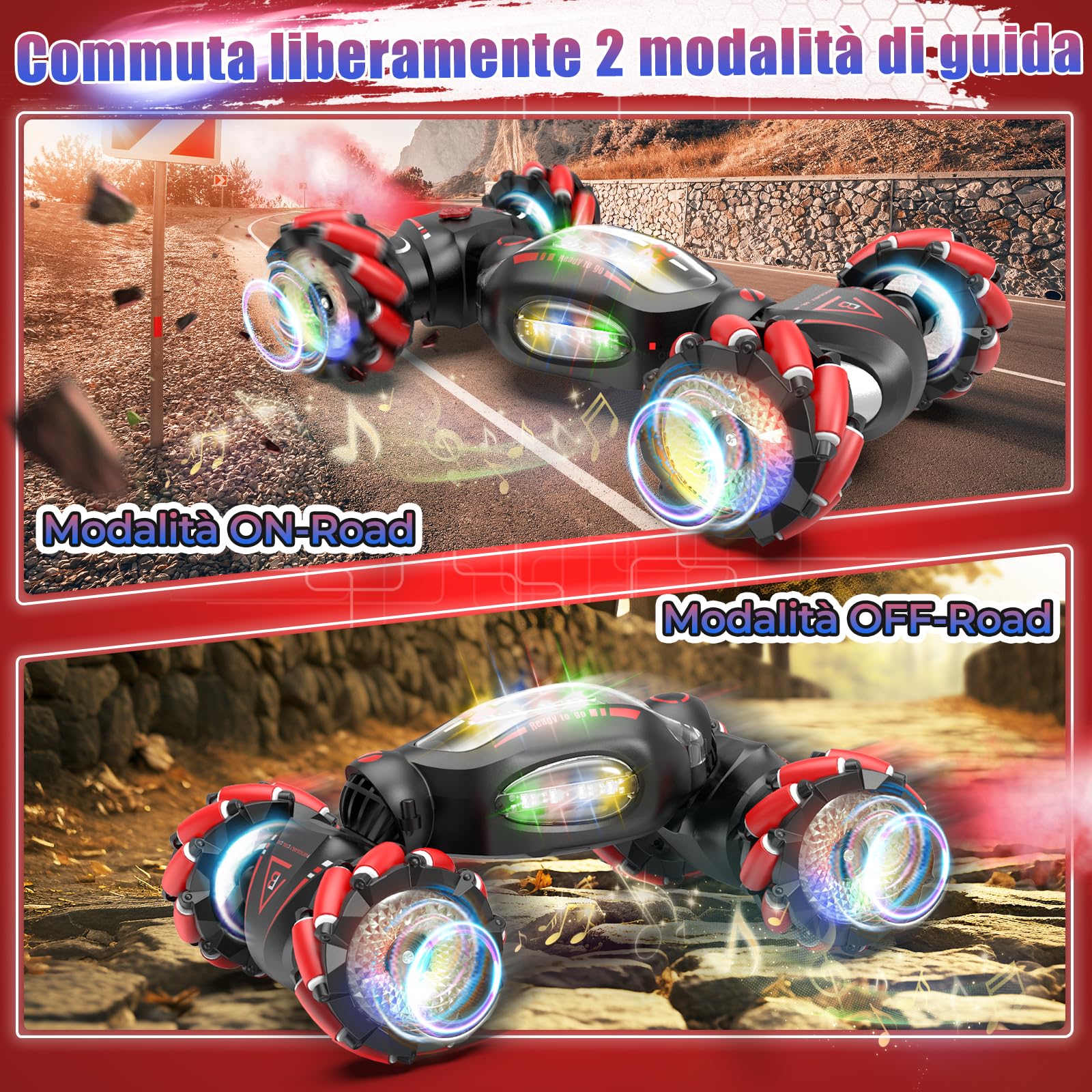 Fosgoit Macchina Telecomandata per Bambini, Macchine Telecomandate 4WD 2.4 GHz Auto Telecomandata con Mano e Luce e Spray, Regalo Giochi Giocattolo per Bambine Bambino 6 7 8 9 10 11 12 Anni Maschio