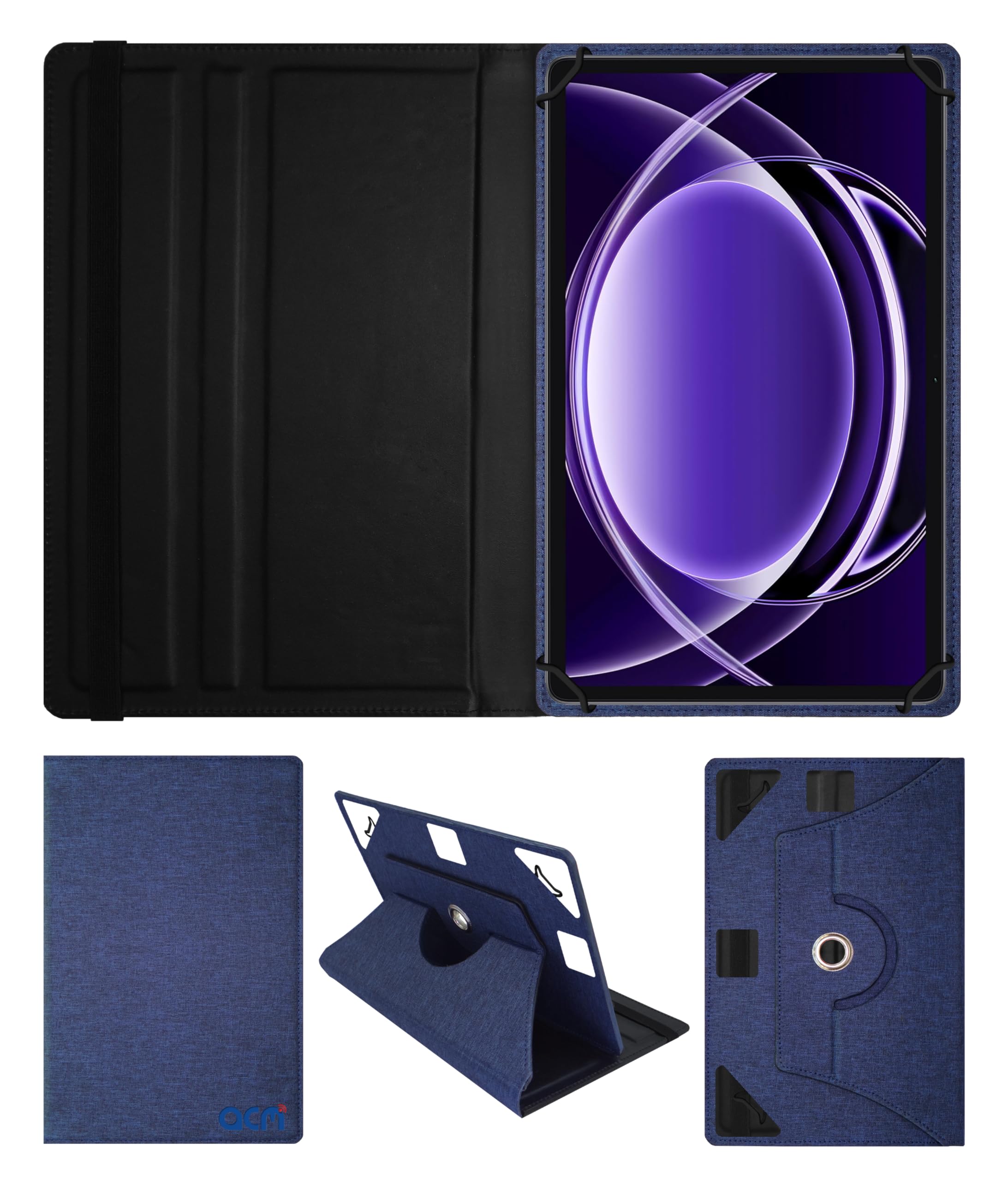 ACM Rotating Nylon Case Cover Viewing Stand Compatible with Brave Ark 12.95" Tablet Front & Back Cover Blue