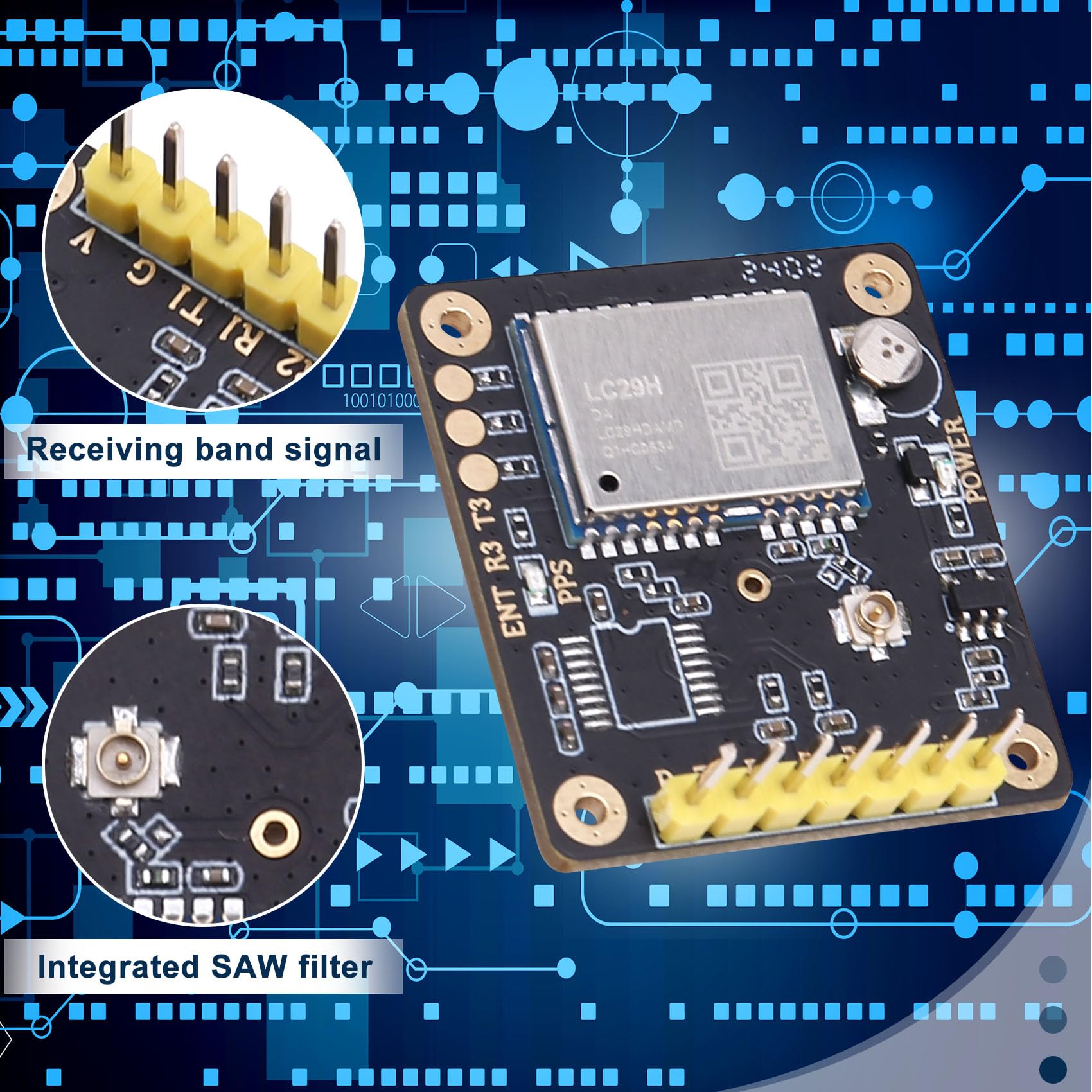 Platine de base RTK haute précision Quectel LC29H double fréquence L1/L5 Module de positionnement Sortie RTCM Données LC29HDA