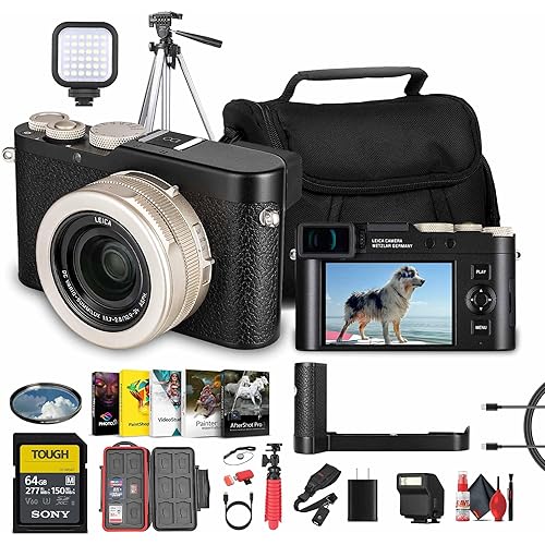 Leica D-Lux 8 Digital Camera – 100 Years of Leica Limited Edition – 17MP, 4K Video, Compact Camera for Photography & Vlogging + 64GB Memory Card + 72" Tripod + Hand Grip + Camera Bag + Strap + More