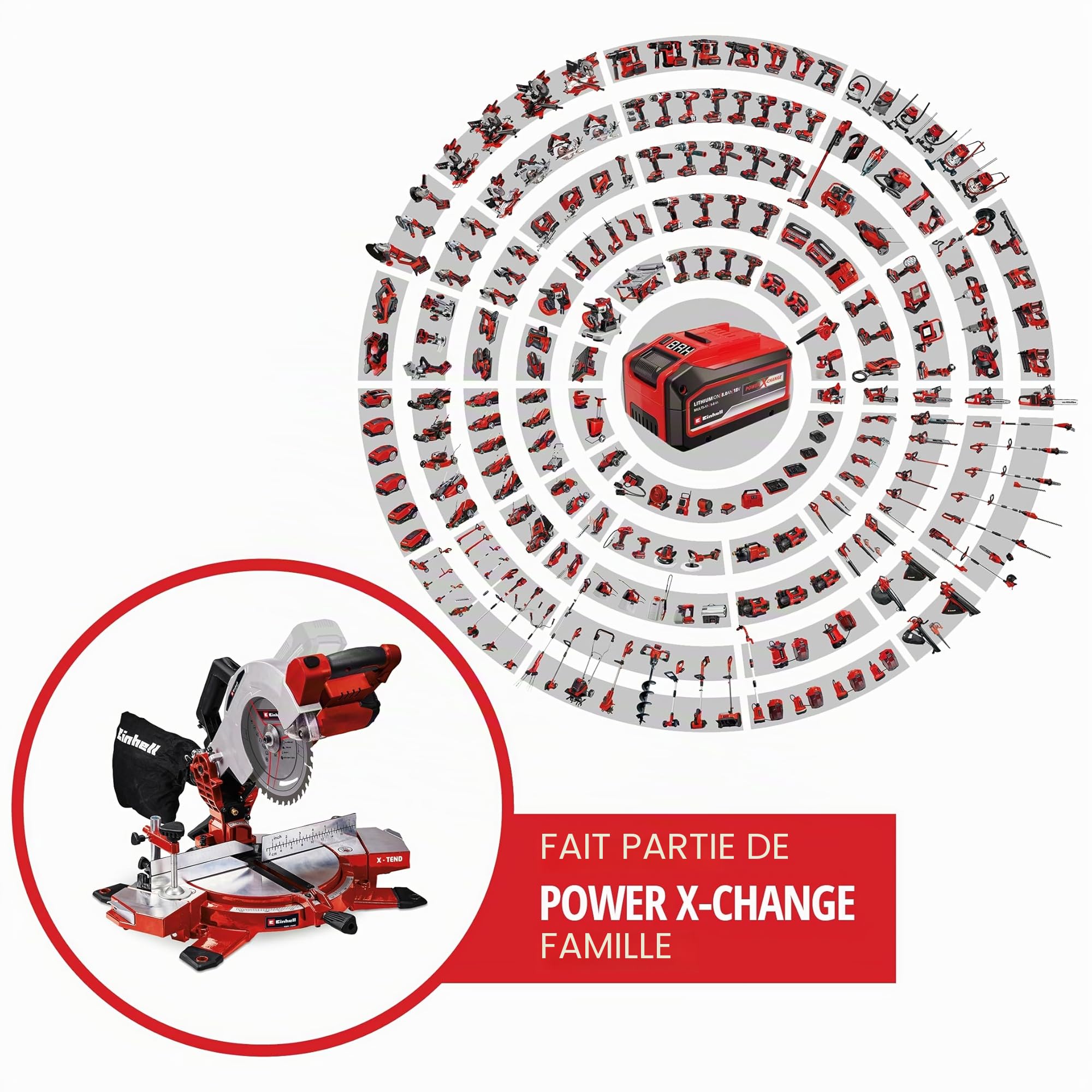 Einhell TE-MS18/210 Li-Solo Scie à onglet sans fil 18V 3000 trs/min Lame Ø210x30mm