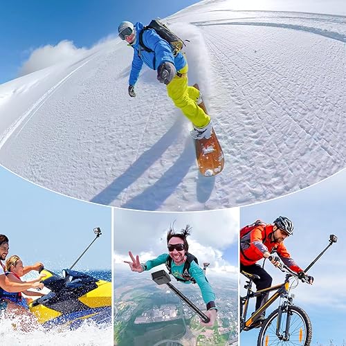 Miniatura 20 de ATUMTEK Palo selfie invisible de 45 pulgadas, poste monopie extendido de 1/4 pulgadas, diseño sólido y compacto para Insta360, para GoPro, DJI