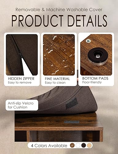 Miniatura 114 de DINZI LVJ Banco organizador de zapatos con cojín, zapatero de 9 cubos y estantes ajustables, multifuncional, para salas de estar, dormitorio, Gris