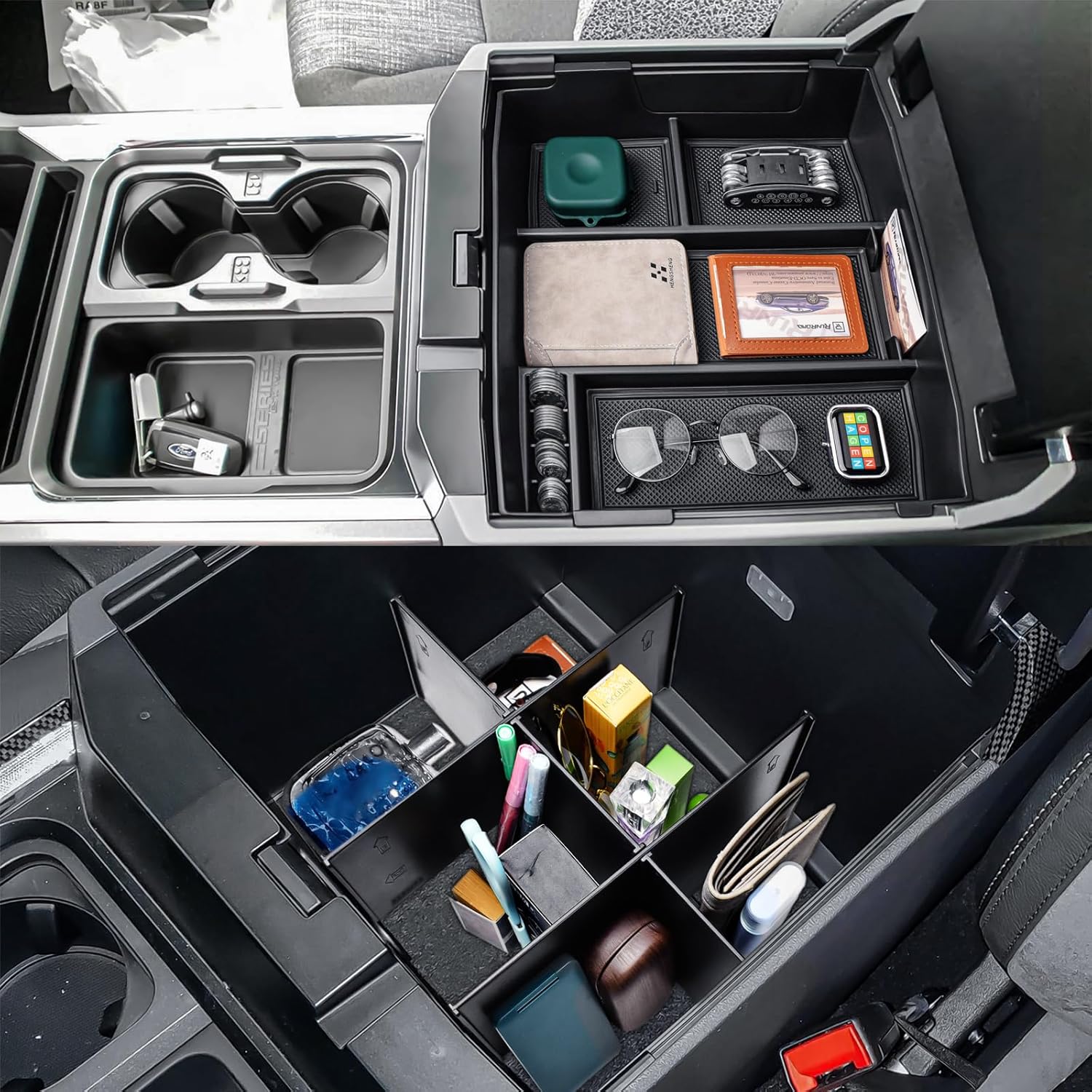 RUNROAD Center Console Organizer Tray Compatible with 2024 2023 Ford F250 F350 F450 F550 Accessories, Armrest Storage Organizer For F 250 F 350 F 450 F 550 Dividers Middle Console Tray (2 PCS) RUNROAD Center Console Organizer Tray Compatible with 2024 2023 Ford F250 F350 F450 F550 Accessories, Armrest Storage Organizer For F 250 F 350 F 450 F 550 Dividers Middle Console Tray (2 PCS)