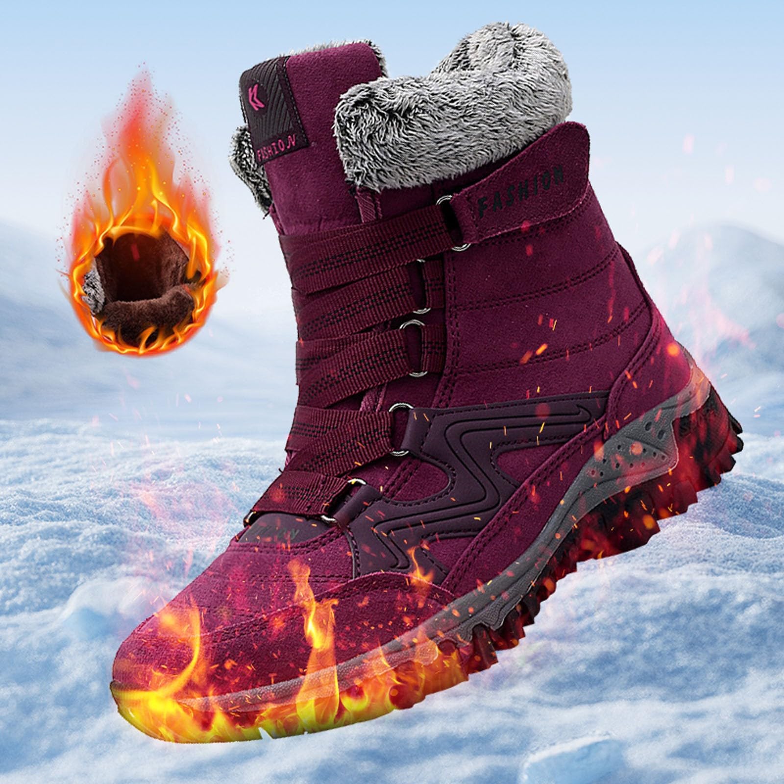 Apres Sci Donna Stivali Fodera In Pile Neve Inverno Escursionismo Impermeabile Stivaletti AntiderRapante Suola In Gomma Scarpe Da Passeggiata Confortevole Scarpe All'aperto
