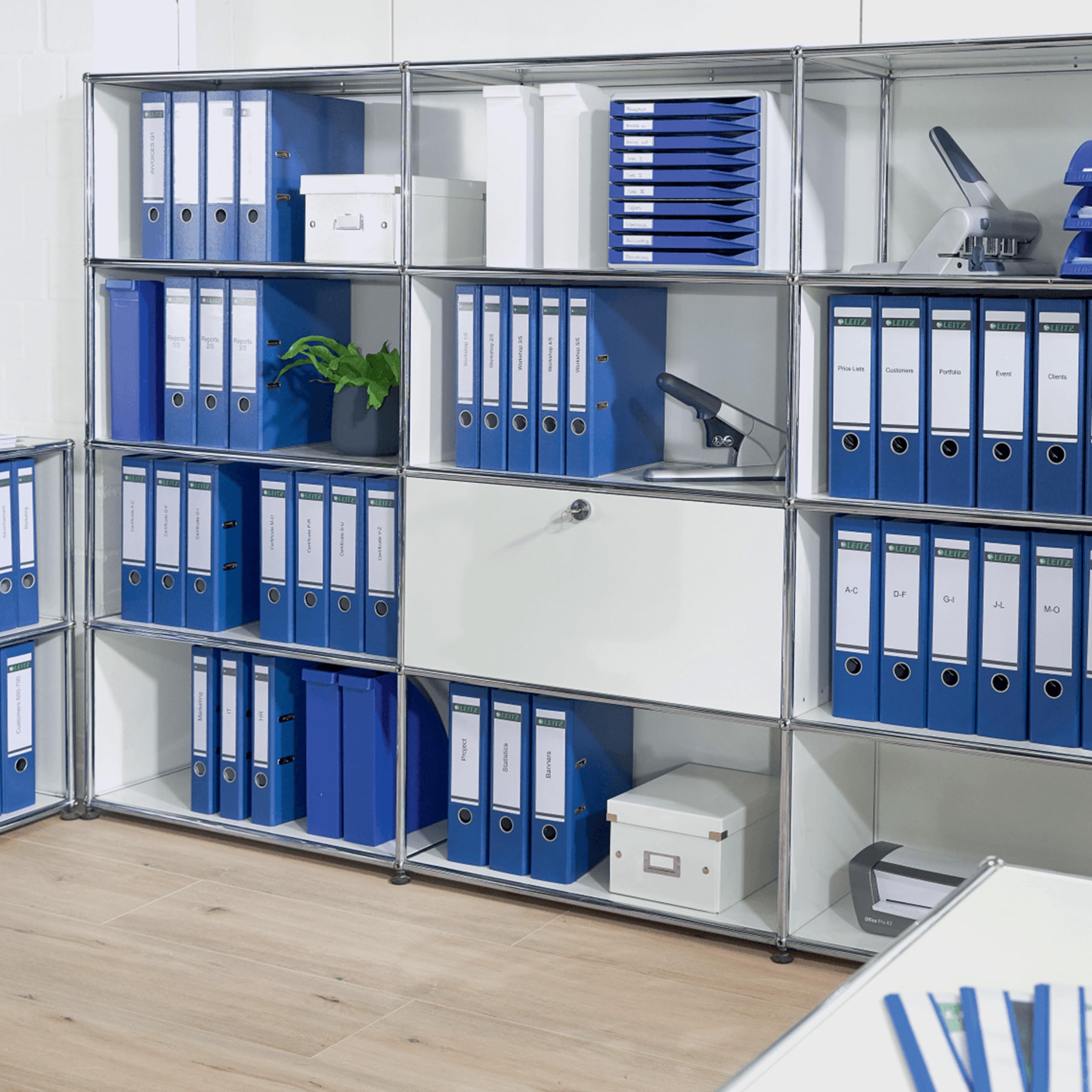 Leitz - 10 Raccoglitori a leva A4 per ufficio, Registratore con meccanismo a leva apertura a 180°, Portaetichette sostituibile, Capacità 600 fogli A4, 10101035, Blu