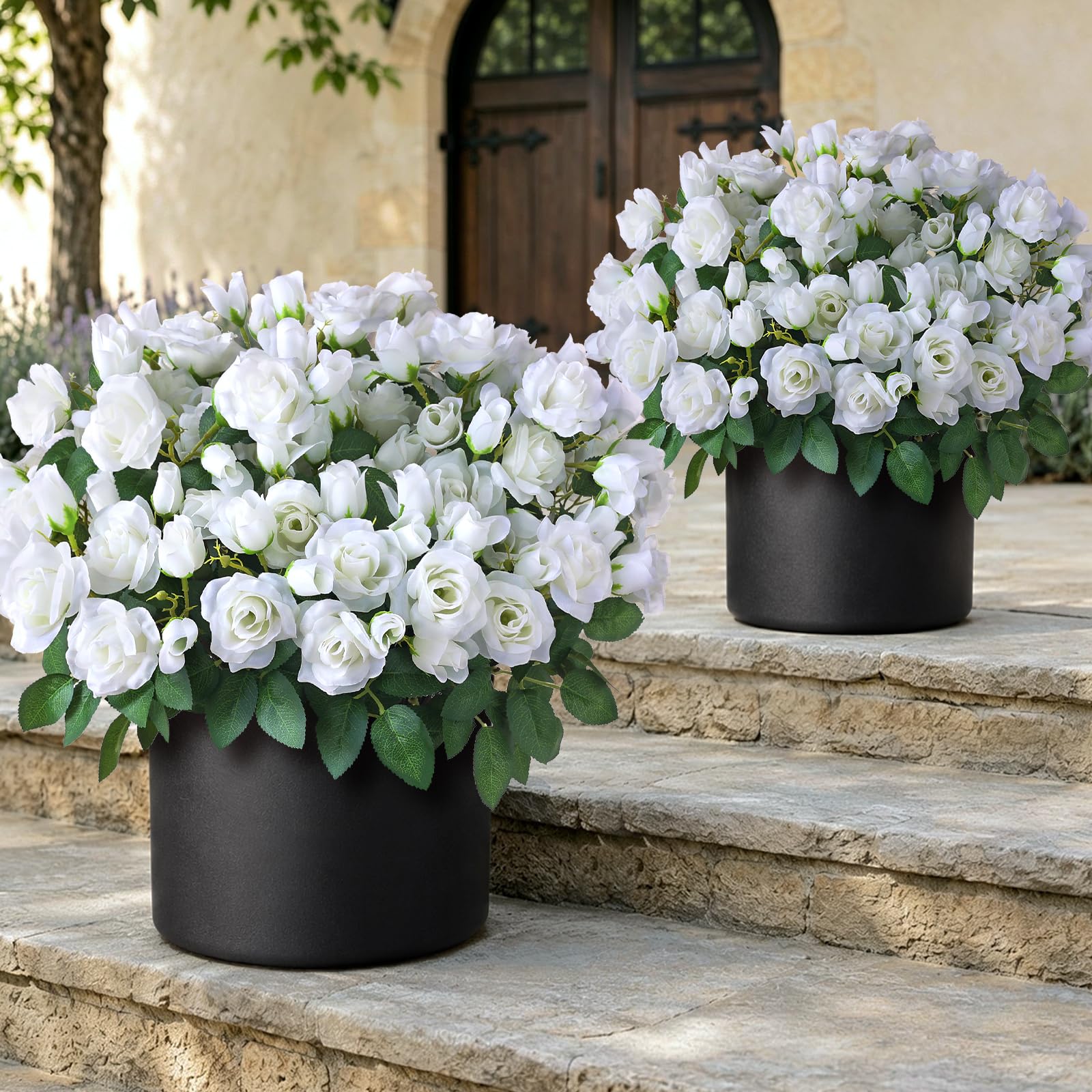 Amazon.com: Juxdp 2 Set of Artificial Rose Topiary Trees - Faux