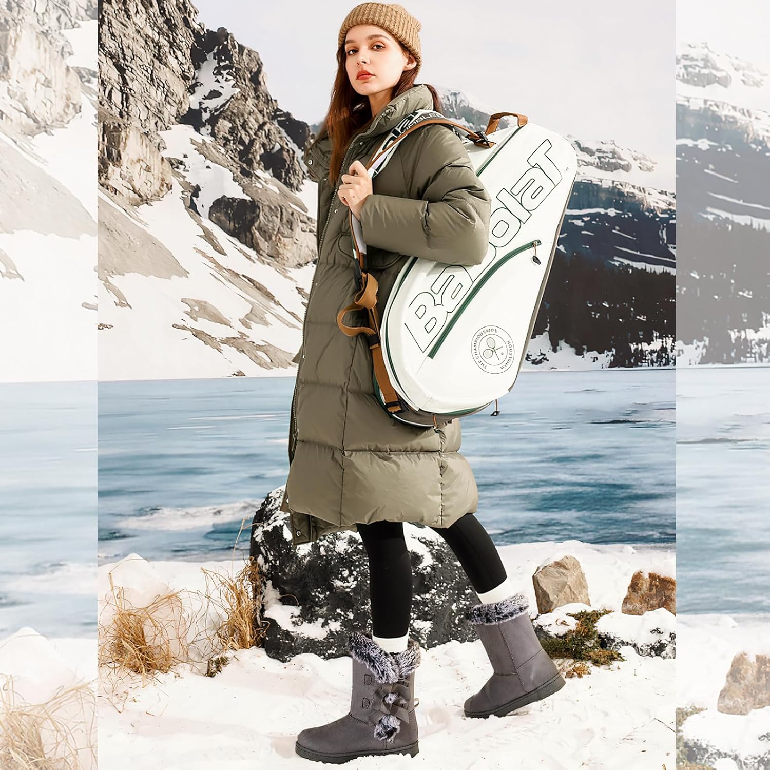 Iarus womens winter boots Mid-calf snow booties warm fur linning comfortable furry boots for womens - Image 6