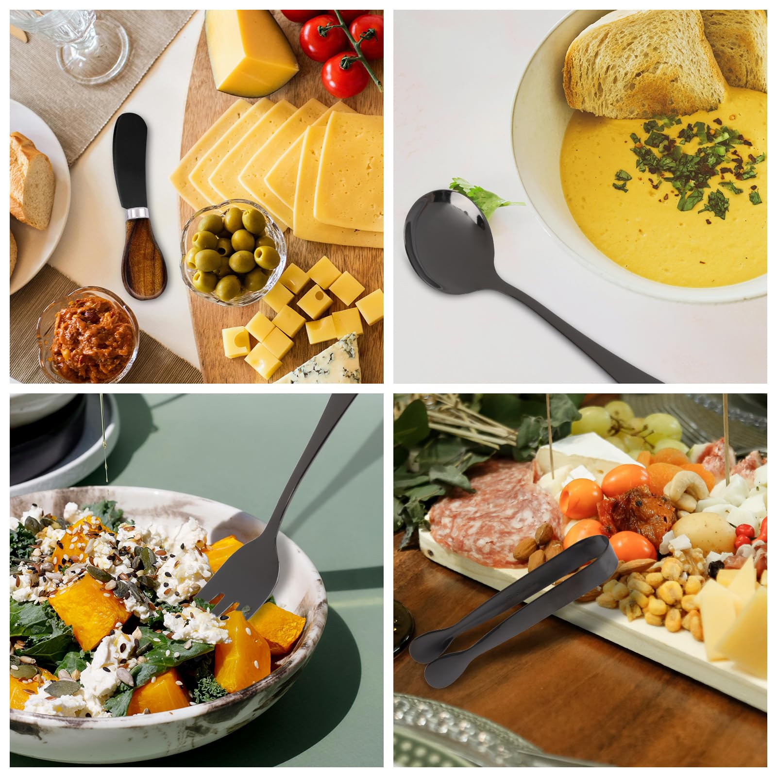 Accesorios de embutidos (14 piezas), esparcidores de queso para tabla de charcutería, mini cucharas de servir, tenedores y mini pinzas para servir, utensilios de charcutería para mantequilla, queso y