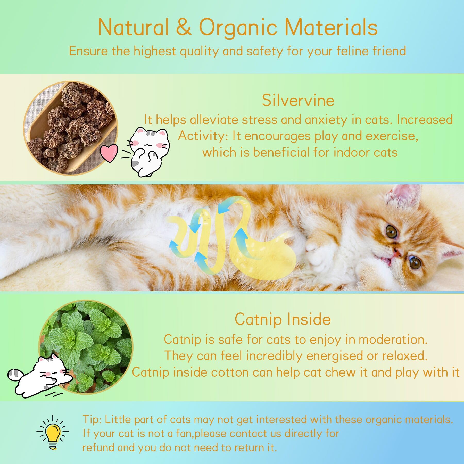 SEVENKA 2 Cat Toys Self-Grooming Cat Brush with 3 Catnip Balls & 3 Gall Fruit, Kitty Kitten Scratcher Self Groomer Catnip Toys for Indoor Cats, Chew Toys Wall Corner Brushes Edible Wall Treats, Yellow - image 6