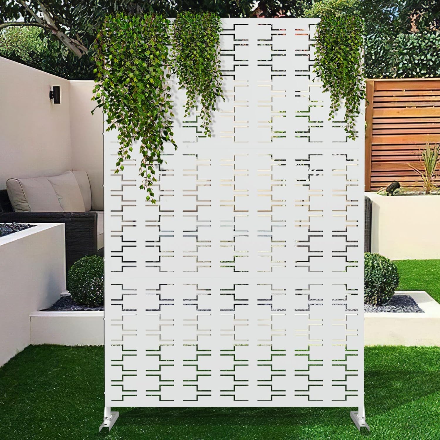 Elevens Metal Privacy Screen Outdoor Patio Screen Panels Freestanding Decorative