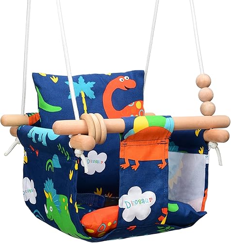 Columpio para bebés al aire libre para bebés y niños pequeños, juego de columpios portátiles para bebés con asiento de cojín de algodón, hamaca para