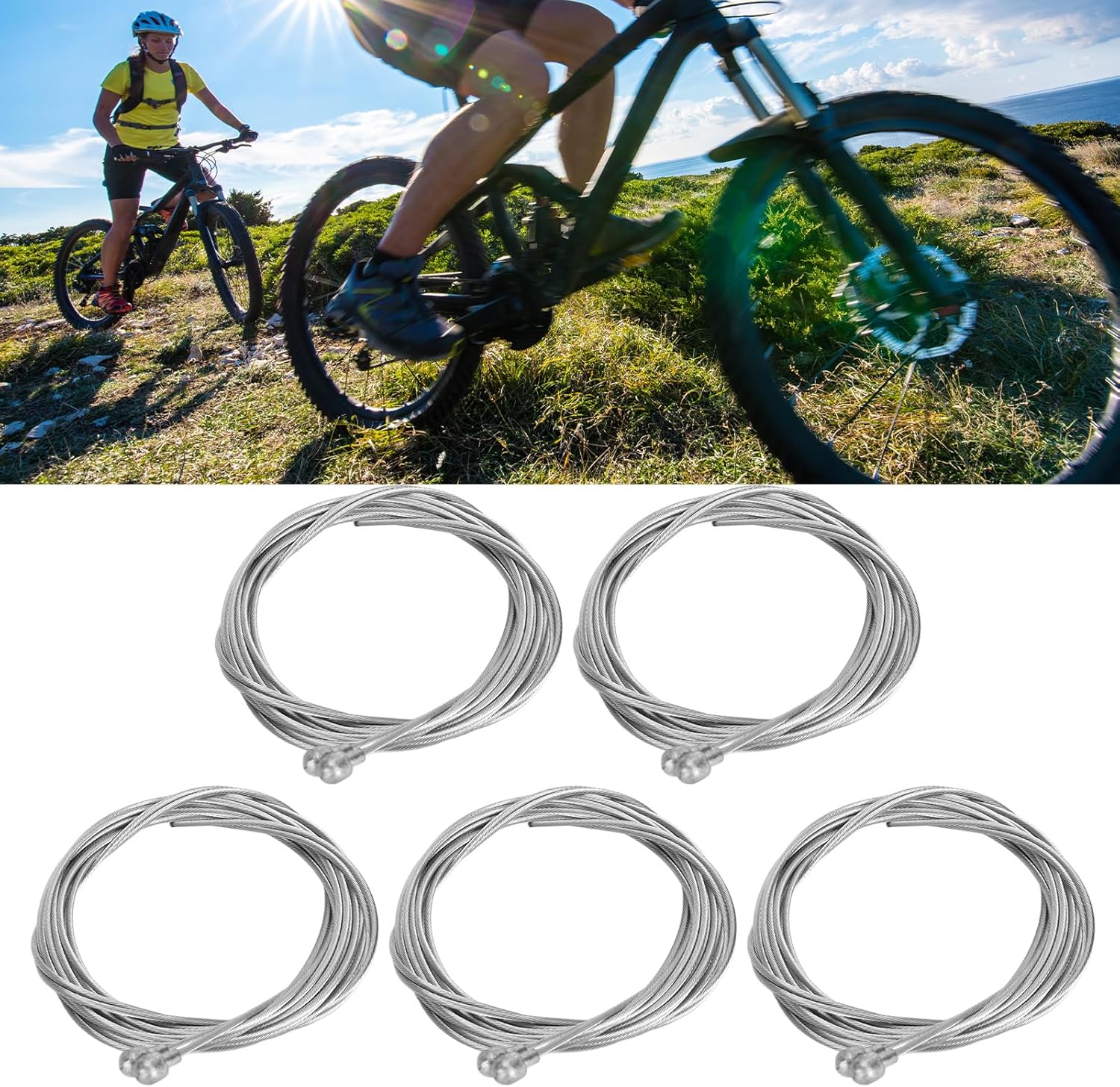 Alomejor Stainless Steel Brake Cable,Replaceable Inner Wire Enhanced Performance Road Bike Cable Zinc Coated Flexible for Cyclists Commuters Touring Bikes