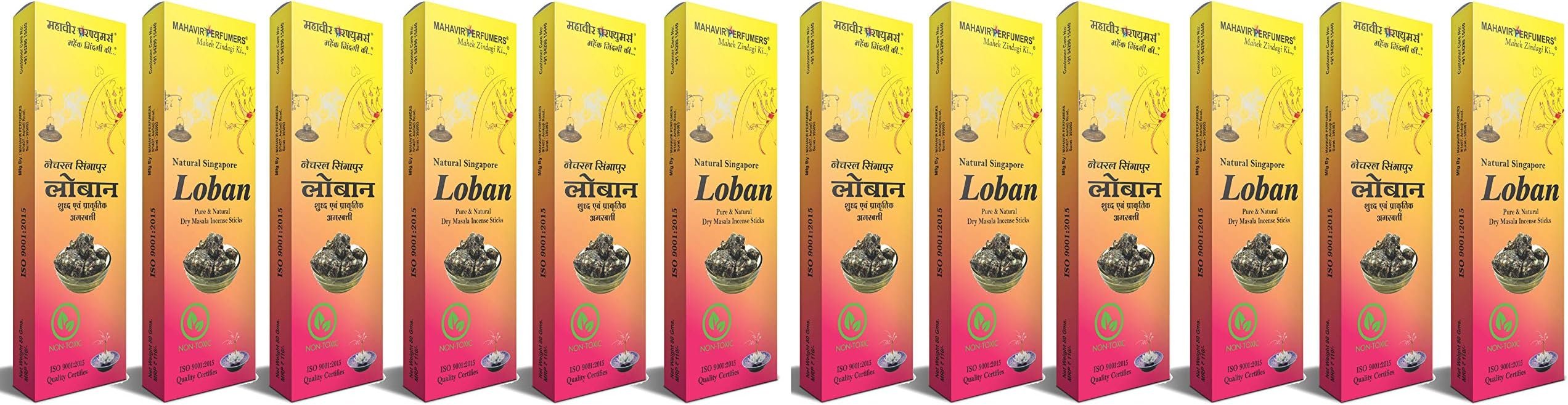 MAHAVIR PERFUMERS Loban Agarbatti 960 gms Box Packing (12 Boxes 80 Gms Each)