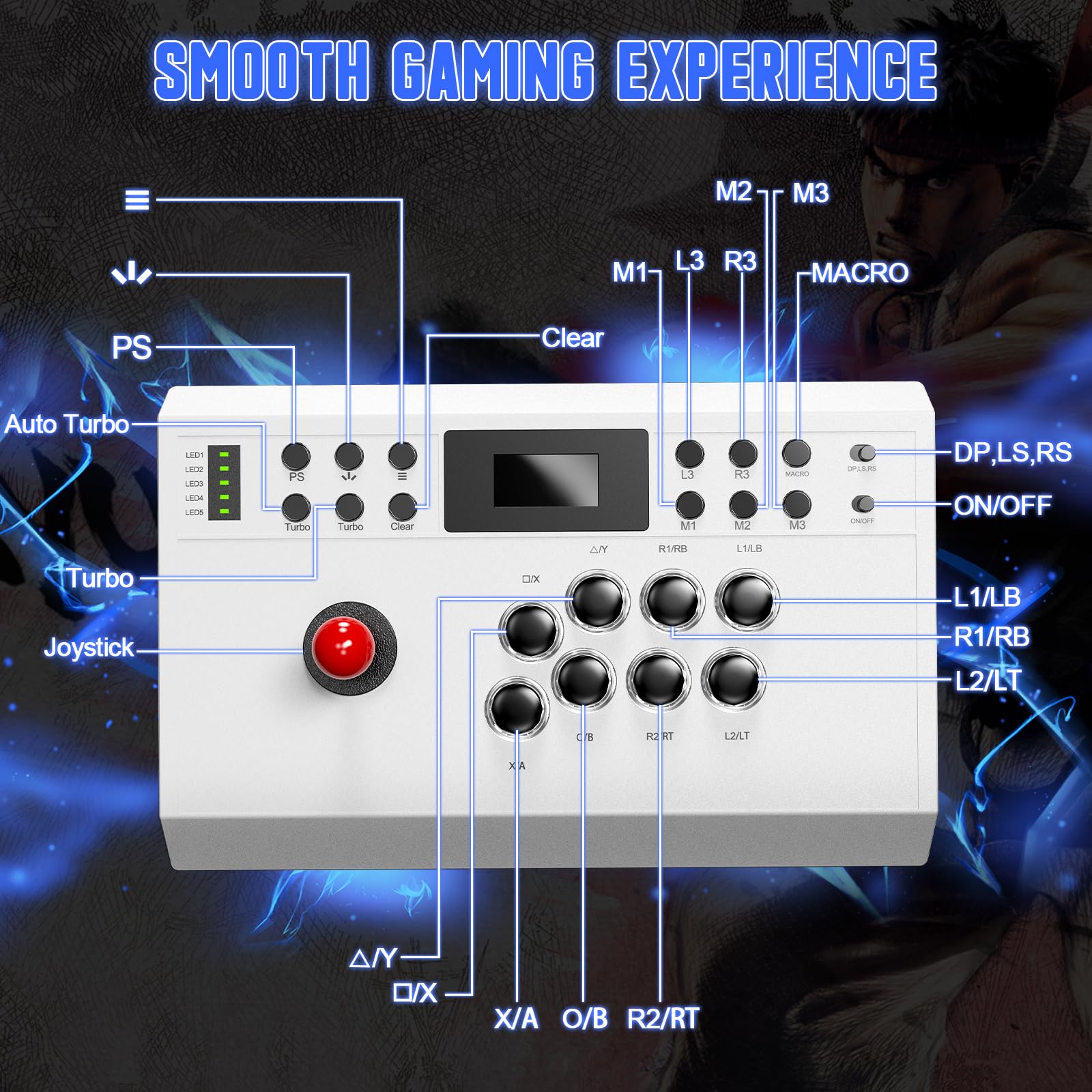 Nonbliep Wired Arcade Stick Compatible with PlayStation 5/PS4/PC