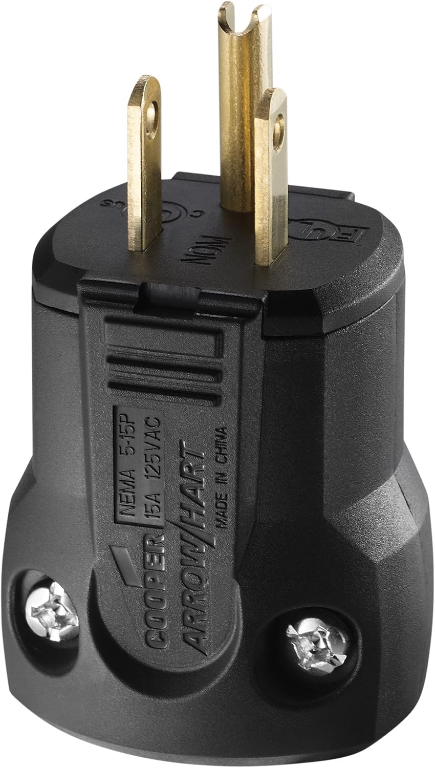 Eaton AH5965BK QuickGrip Industrial Grade Straight Blade Plug, Black Finish