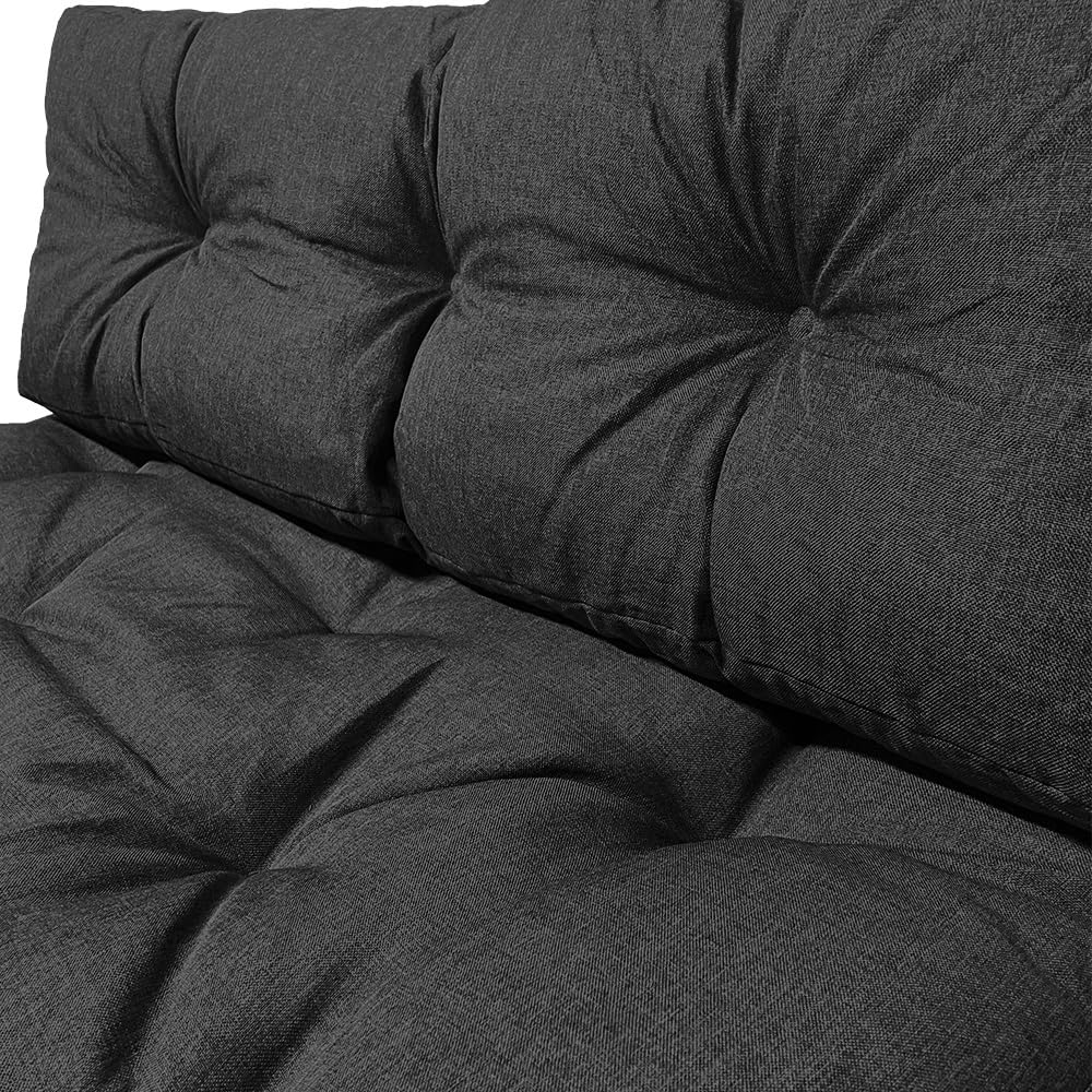 VOUNOT Cojines para Palets 4-Piezas Set, Impermeable para Interior y Exterior, Cojín de Asiento 120x80 cm, Respaldo 120x40 cm, Gris Oscuro
