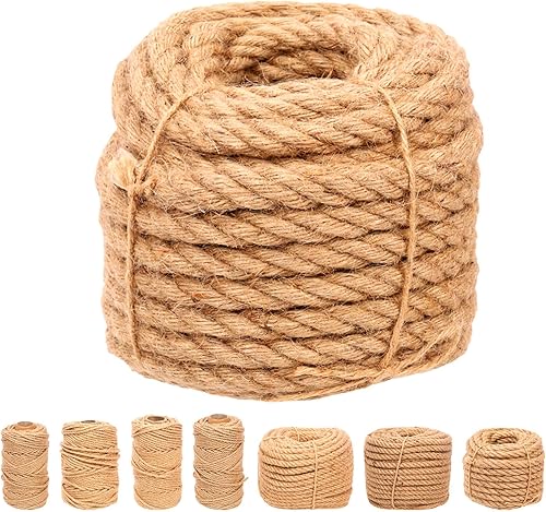 Miniatura 8 de Swpeet Cuerda trenzada de yute natural de 0.472 in x 164 pies, cuerda larga de yute para embalaje, jardinería, ganchillo, regalo perfecto para