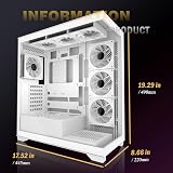 ANSAITE ATX PC Case 7 x 120 mm ARGB PWM Fan Pre-Installed Mid-Tower Gaming PC Case, Full View Double Tempered Glass Computer Case with Type-C, 360 mm Radiator Support - 3