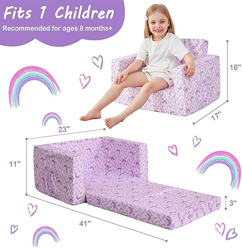 Miniatura 3 de Sofá para niños pequeños, sofá cama plegable 2 en 1, sillas para niños y niñas, sofá convertible para niños y niñas, sofá convertible para sala de