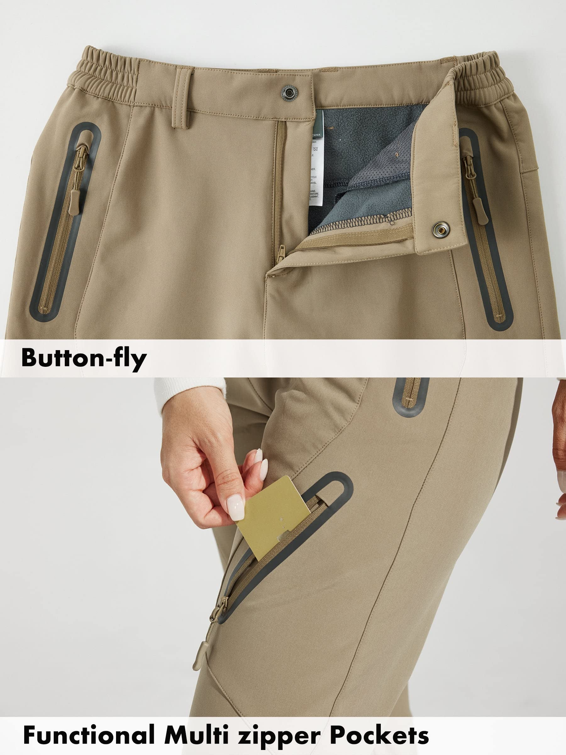 Willit Pantalones de invierno para mujer, impermeables, para senderismo, cálidos, para exteriores, aislados, para clima frío