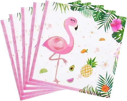 WERNNSAI 50PCS Flamingo Napkins - Hawaiian Party Decorations Pink Luau Paper Napkins Fold Disposable Decorative for Luncheon Dinner Pool Birthday Favors