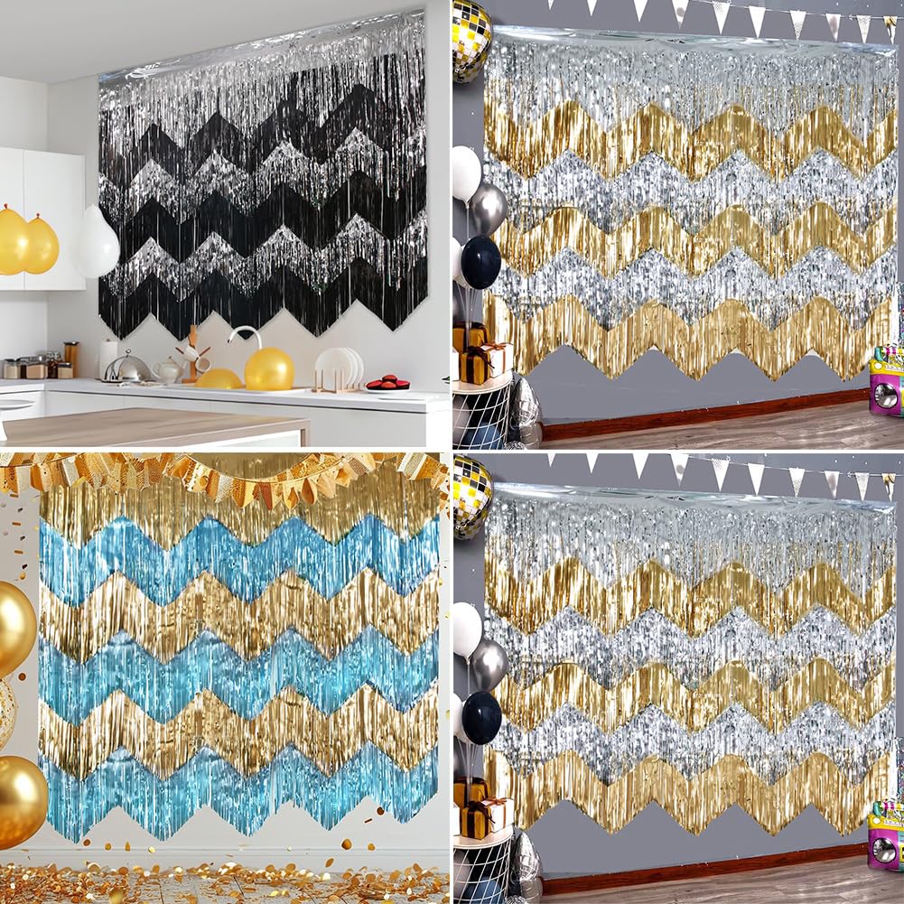 Lot de 8 guirlandes à franges - 50 x 200 cm - Rideau à franges - Rideau à franges - Pour fête, carnaval, décoration d'anniversaire