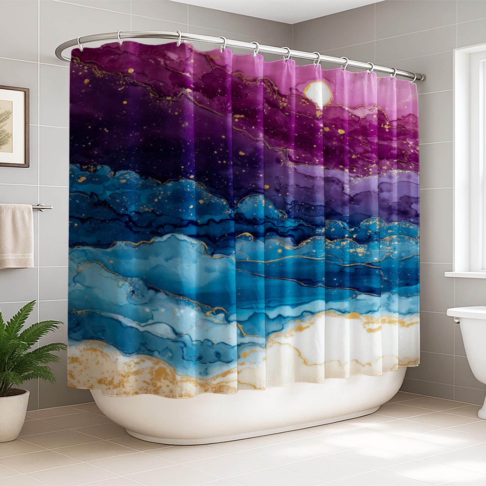 Rideau de douche extra large anti-éclaboussures 274x183 cm lavable bleu