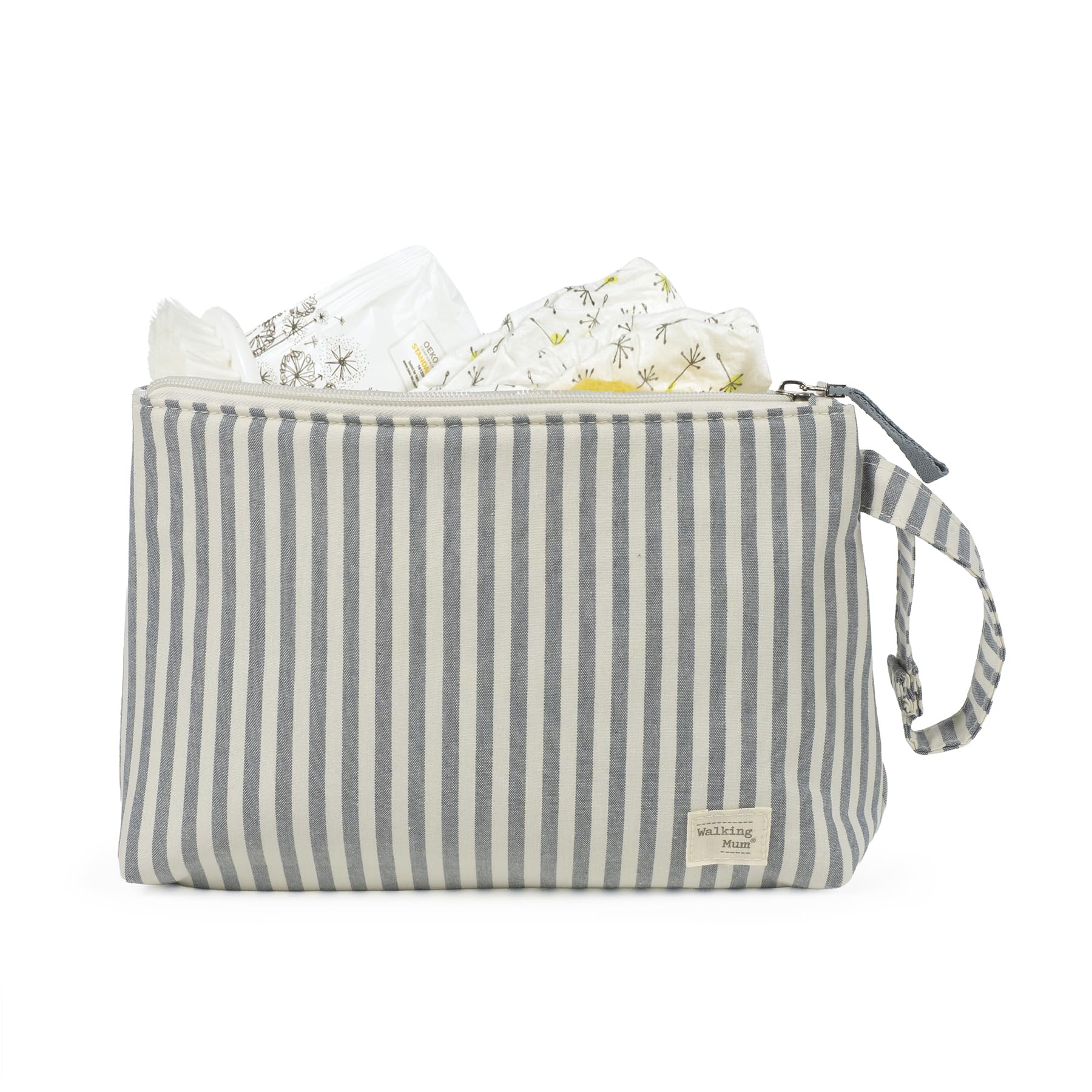 Neceser bebé Praliné de Walking Mum (Rayas Matcha)