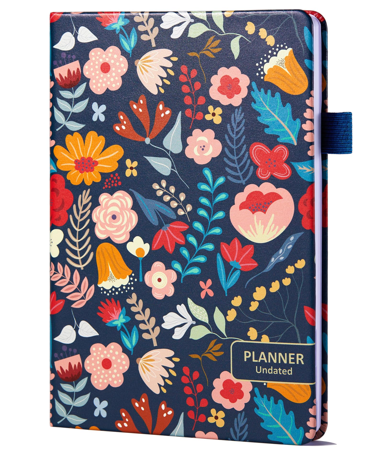 Comkiso Agenda settimanale e mensile non datata, con linguette adesive, A5, planner accademico senza data, per donne e uomini, pianificazione giornaliera, copertina rigida, in pelle, tutto in uno, per