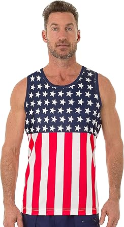 Mens Patriotic American Flag Stars All Over Tank Top Shirt