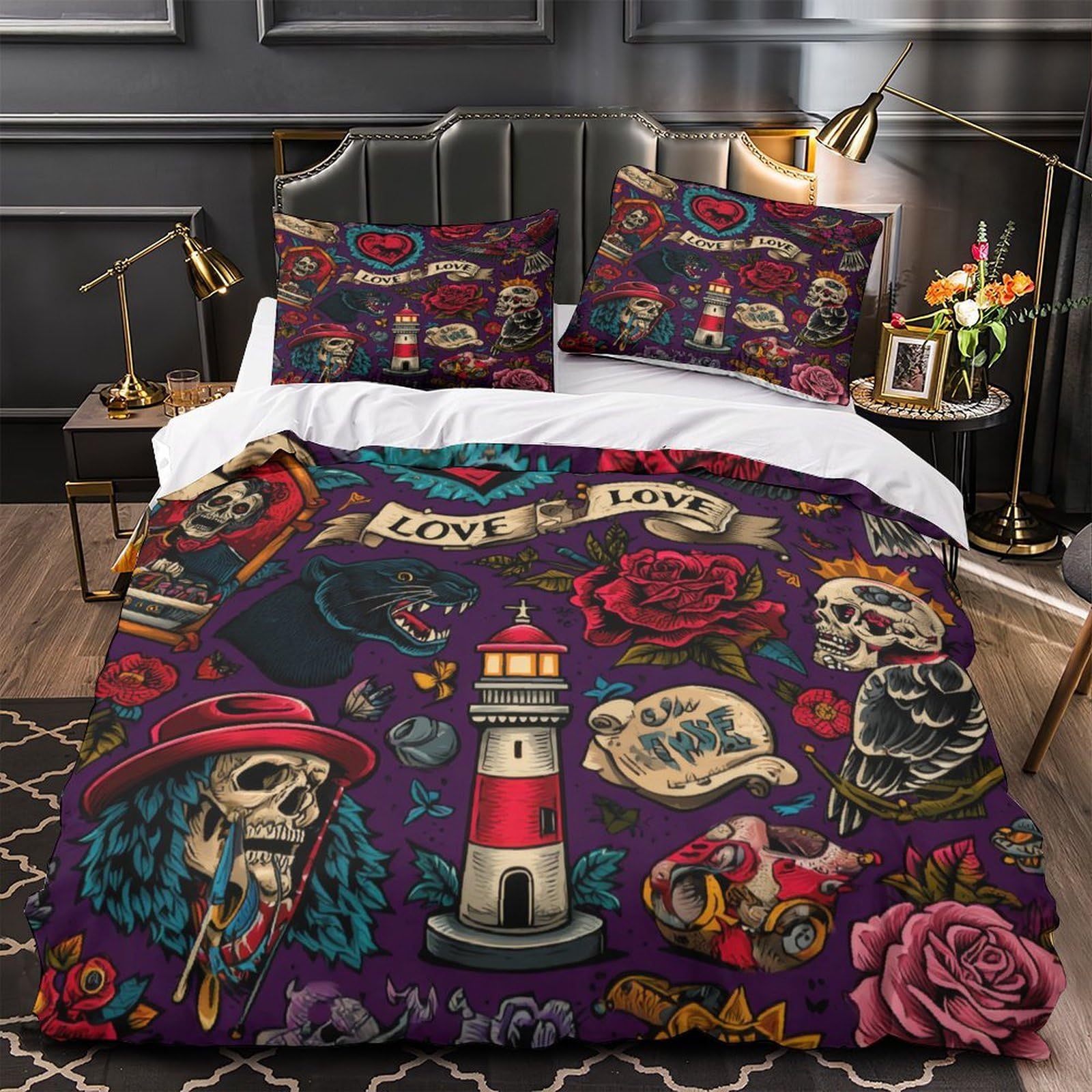 Housse de couette 3D portrait de femme en microfibre premium douce 260x220