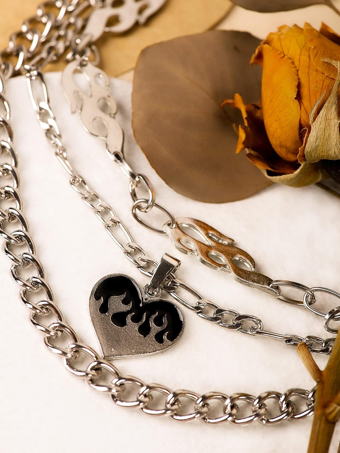 Sacina Goth Grunge Y2K Layered Flame Heart Choker, Chunky Necklace, Goth Chokers Necklace, Halloween Christmas New Year Jewelry Gift For Women, Men - Image 4