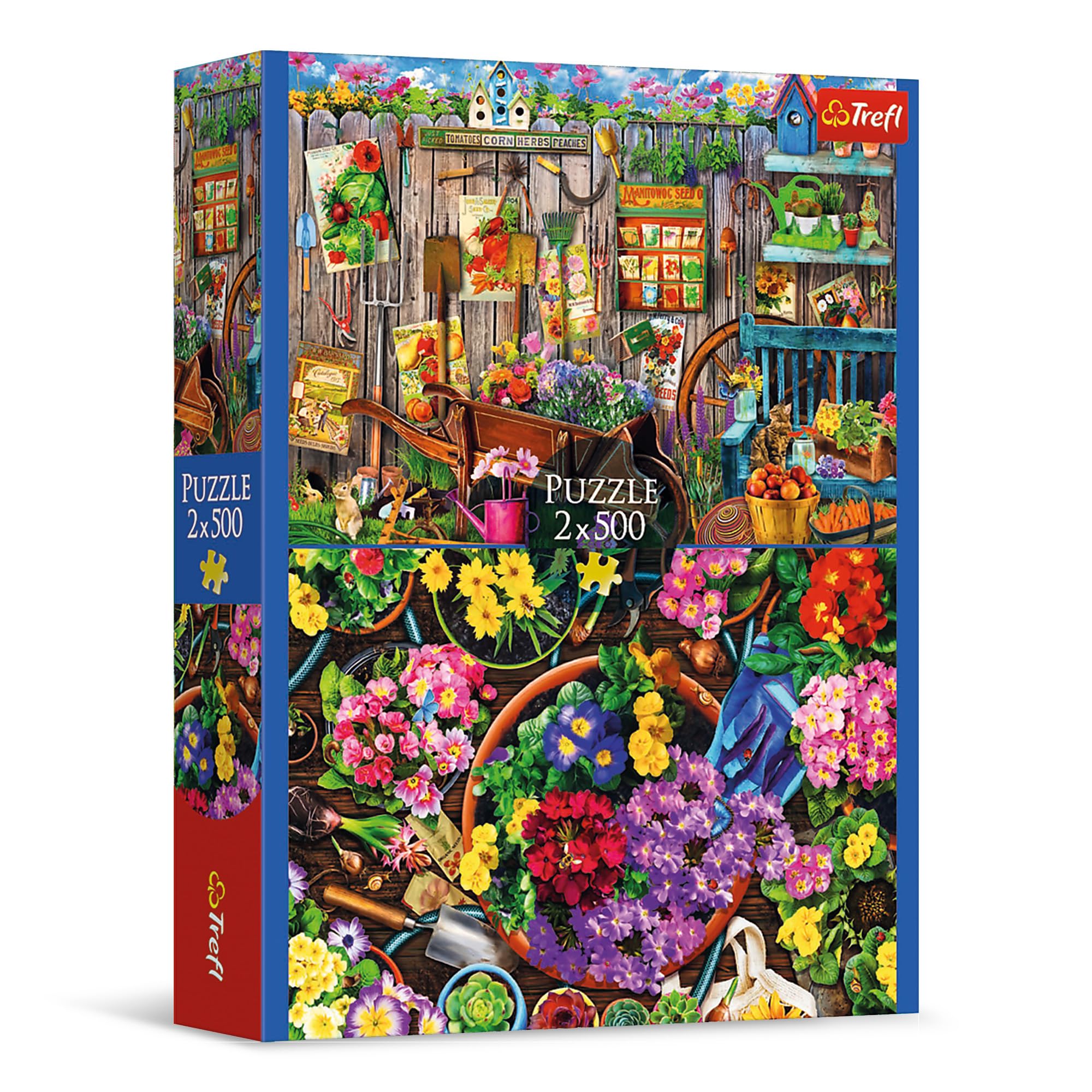 Trefl - Puzzle 2w1: Prace w Ogrodzie - 2 x 500 Elementów - Zestaw Dwóch Układanek, DIY, Kreatywna Rozrywka, dla Dorosłych i Dzieci od 10 lat