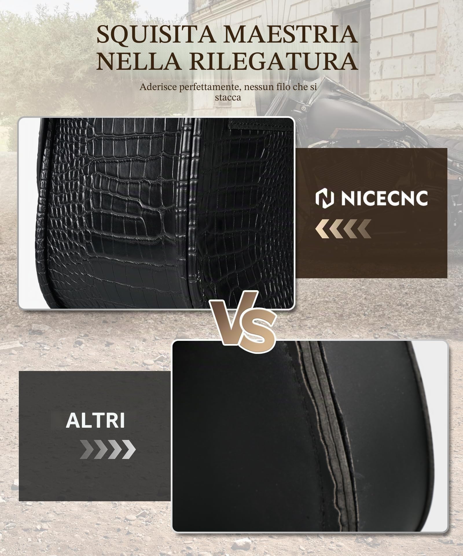 NICECNC Borse da sella in pelle per moto, 35L Borse da sella di grande capacità Borse laterali per moto con portabicchieri, compatible with Sportster Softail Dyna Shadow Road King universale, 2PCS