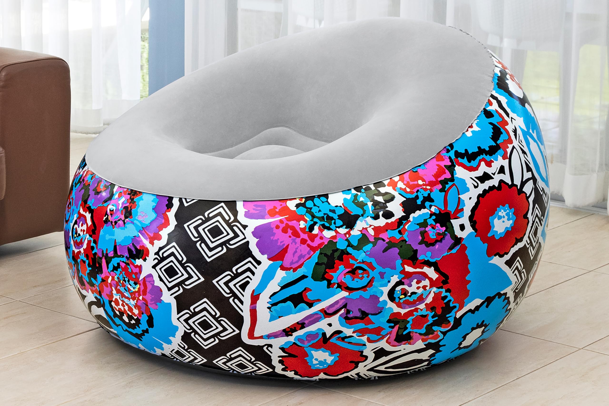 Bestway 44" x 44" x 26"/1.12m x 1.12m x 66cm Inflate-A-Chair Floral Air Chair