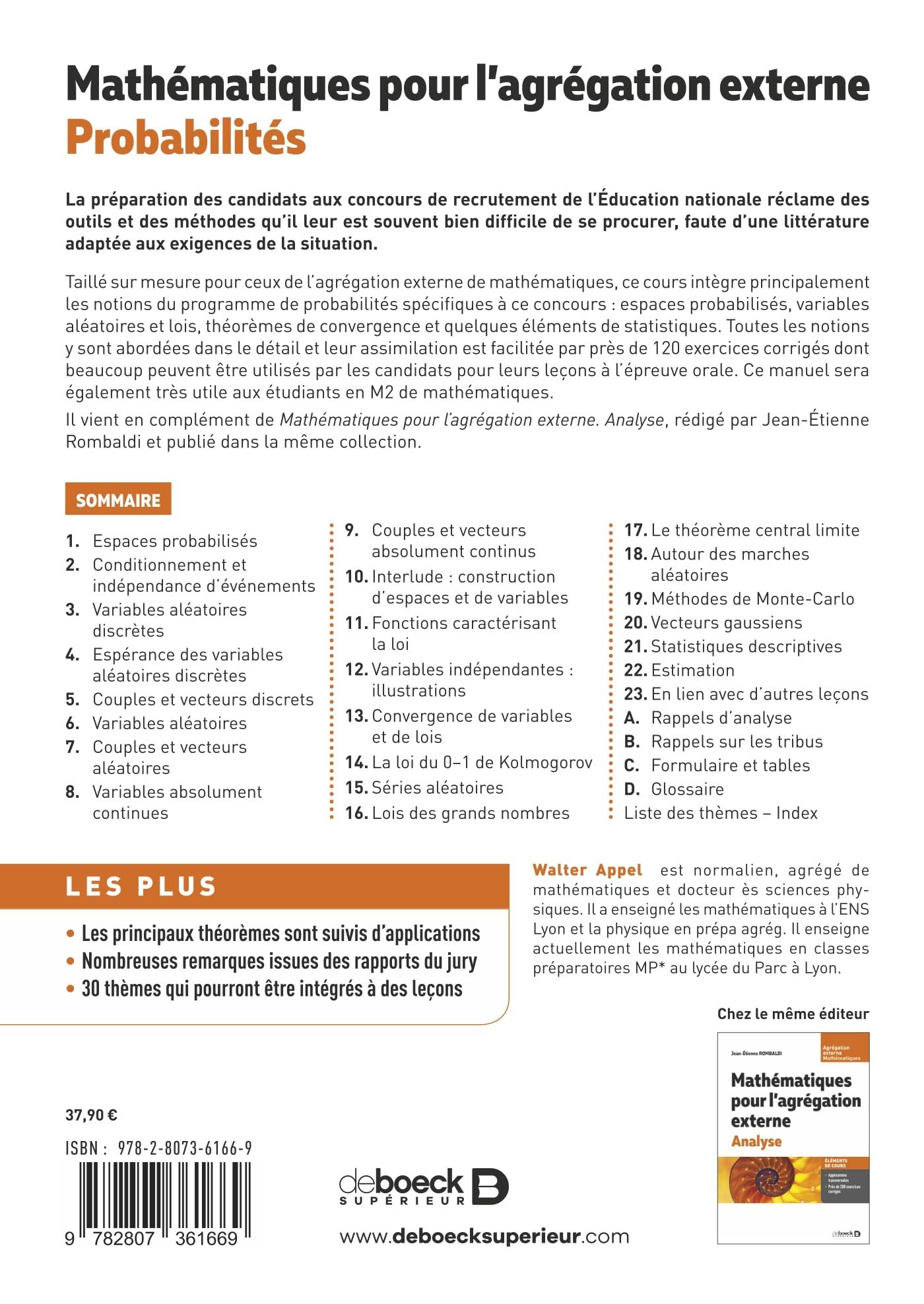 Mathématiques pour l’agrégation externe. Probabilités