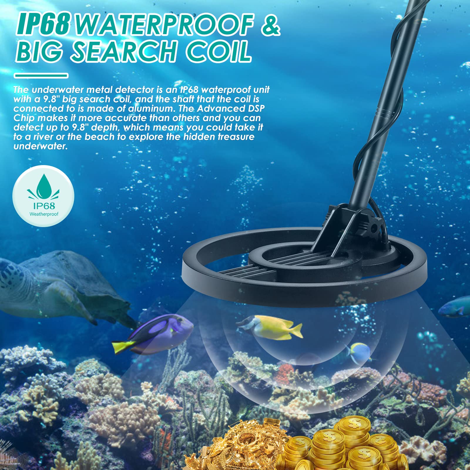 Detector de Metales con 2 Baterías, Ajustable Longitud de 84-110 cm, Detector de Metales Impermeable de Alta precisión con Pantalla LCD para niños y Adultos