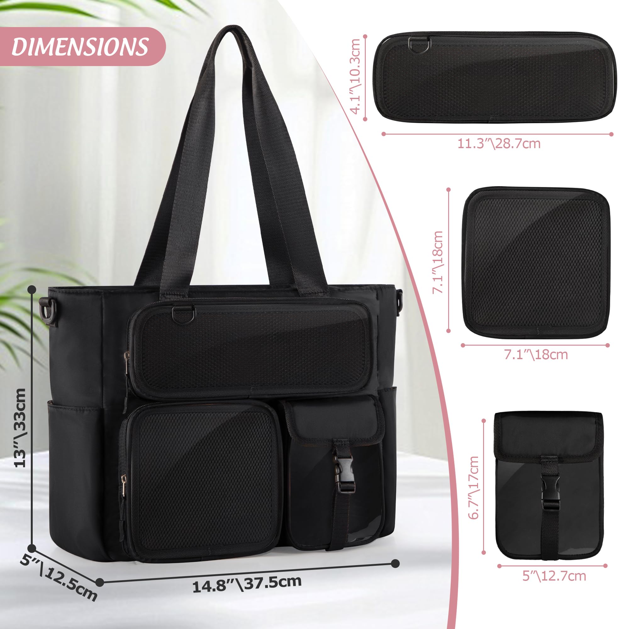 Große Ita Tasche mit 3 Fächern & 2 Einlagen Kawaii Ita Tragetasche zur Pin-Präsentation für Anime & K-Pop Fans, Vielseitige Umhängetasche, Schwarz (Pins NICHT Enthalten)