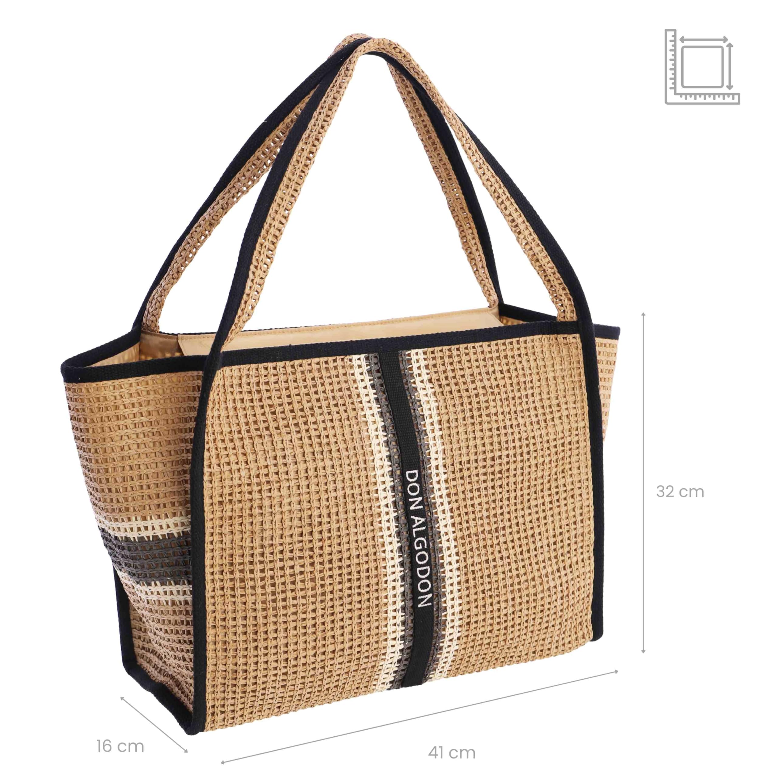 DON ALGODON | Bolso shopper mujer | Bolso mujer de rafia diseño artesanal para verano Seabird