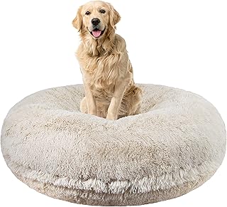 Bessie and Barnie Bagel Dog Bed - Extra Plush Faux Fur Dog Bean Bed - Circle Dog Bed - Waterproof Lining and Removable Washable Cover - Calming Dog Bed - Multiple Sizes & Colors Available