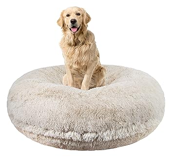 BESSIE AND BARNIE Signature Blondie Luxury Shag Extra Plush Faux Fur Bagel Pet/Dog Bed (Multiple Sizes)