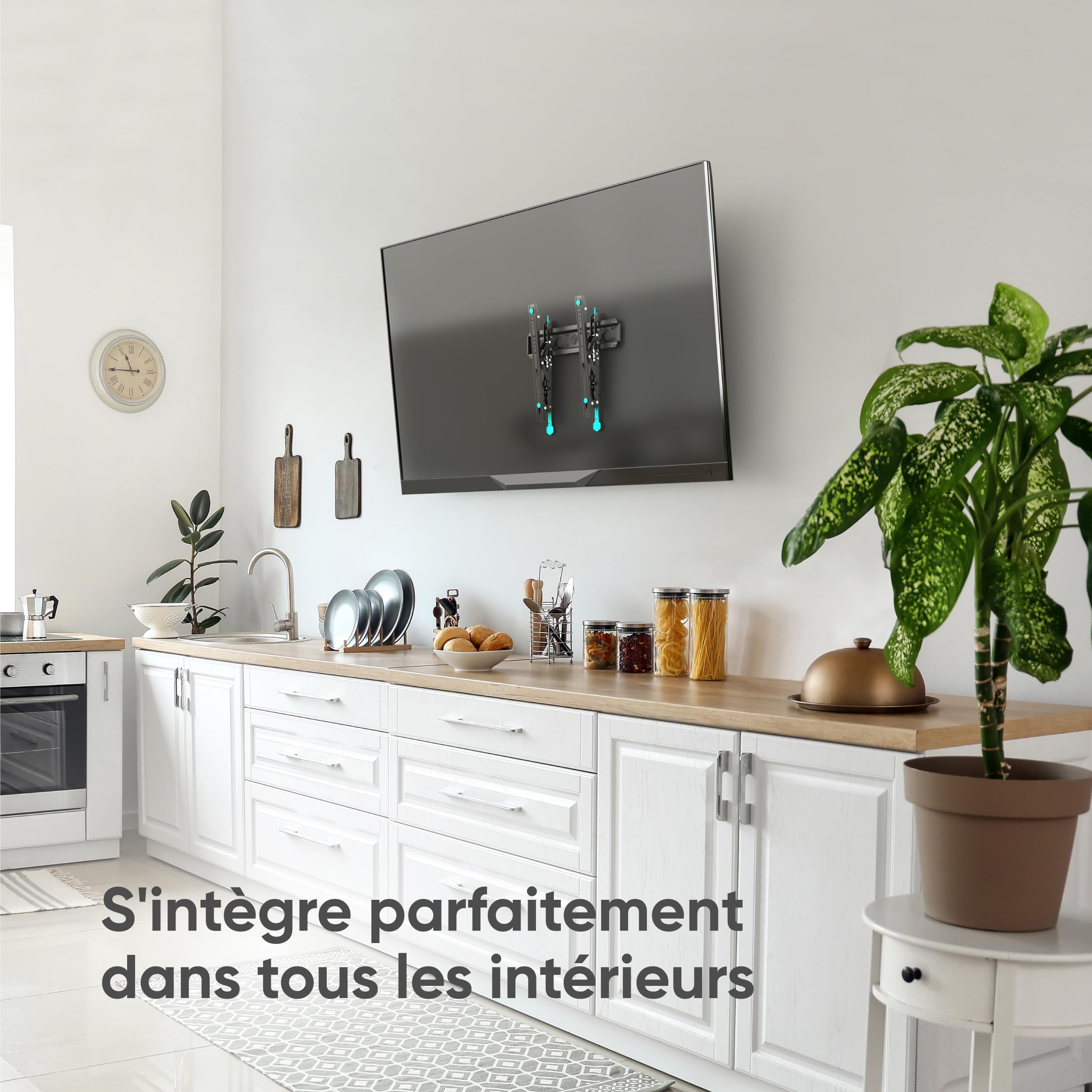 ONKRON Support Mural TV Inclinable pour 32-70 Pouces Téléviseur, Fixation Tele Murale Poids de 60 kg, Accroche Television Murale VESA 75x75 - VESA 400x400 mm, Support TV Mural Universel Noir TM5-B